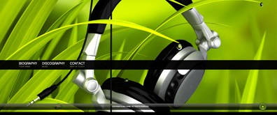 一套黑绿色全屏音乐背景的flash全站模板