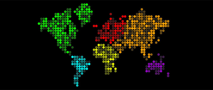 css3彩色点像素世界地图特效