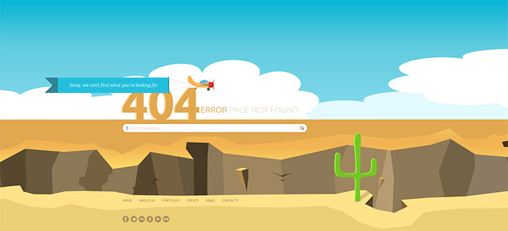 jQuery沙漠飞机飞过动画404网页特效