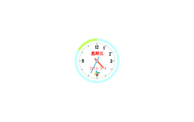 HTML5显示日期星期的圆形时钟代码
