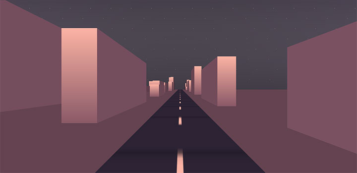 css3模拟3D效果城市夜间行走动画特效