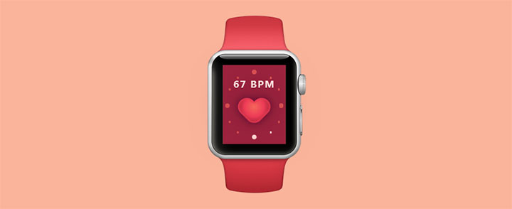 CSS3苹果iwatch手表样式app脉搏跟踪器动画特效