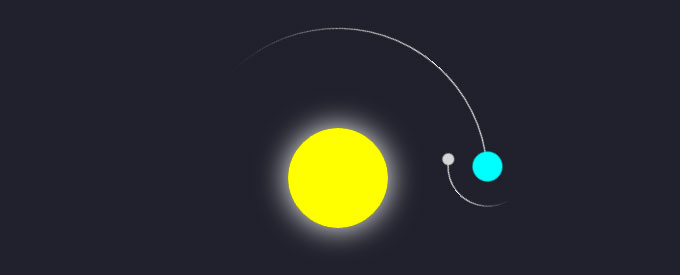 CSS3地球绕太阳转动场景动画特效