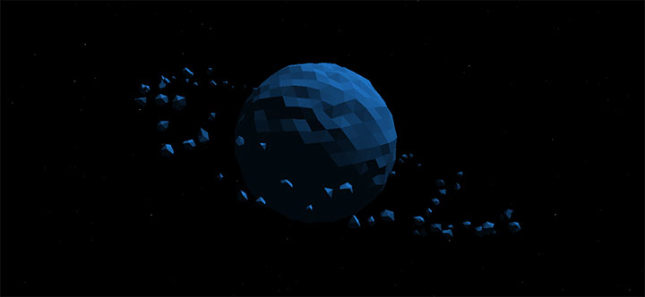 html5 canvas碎片3D环绕地球天体运动动画特效