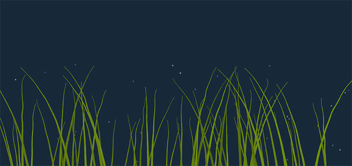 html5 canvas海底冒泡的海藻水草动画场景