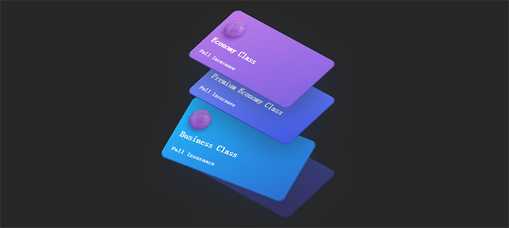 CSS3绘制3D银行卡片层叠展示特效