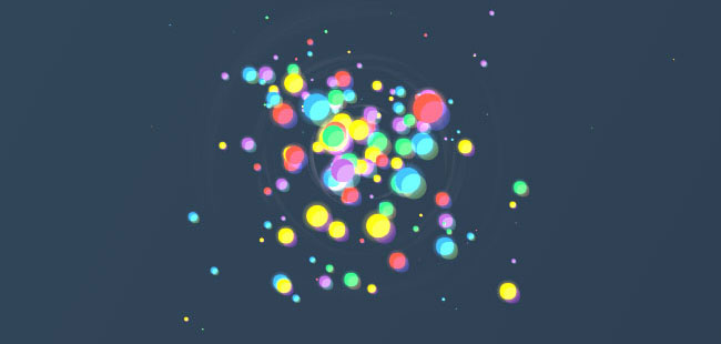 HTML5 Canvas酷炫彩色圆形粒子爆炸动画特效