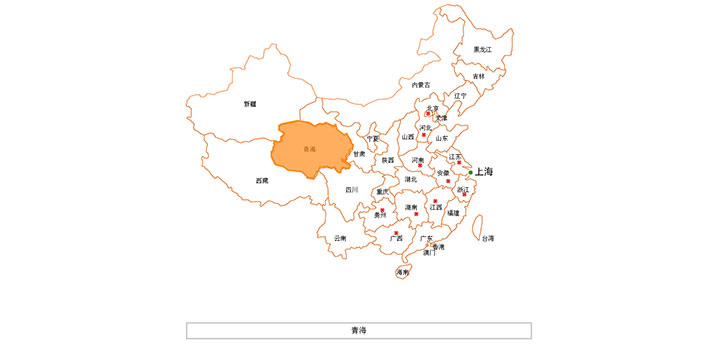 jQuery中国地图选中省份城市高亮显示代码